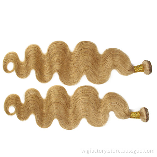Cheap 10A 100% human brazilian 27 blonde bundles cuticle aligned 27 hair bundles body wave color 27 human hair bundle